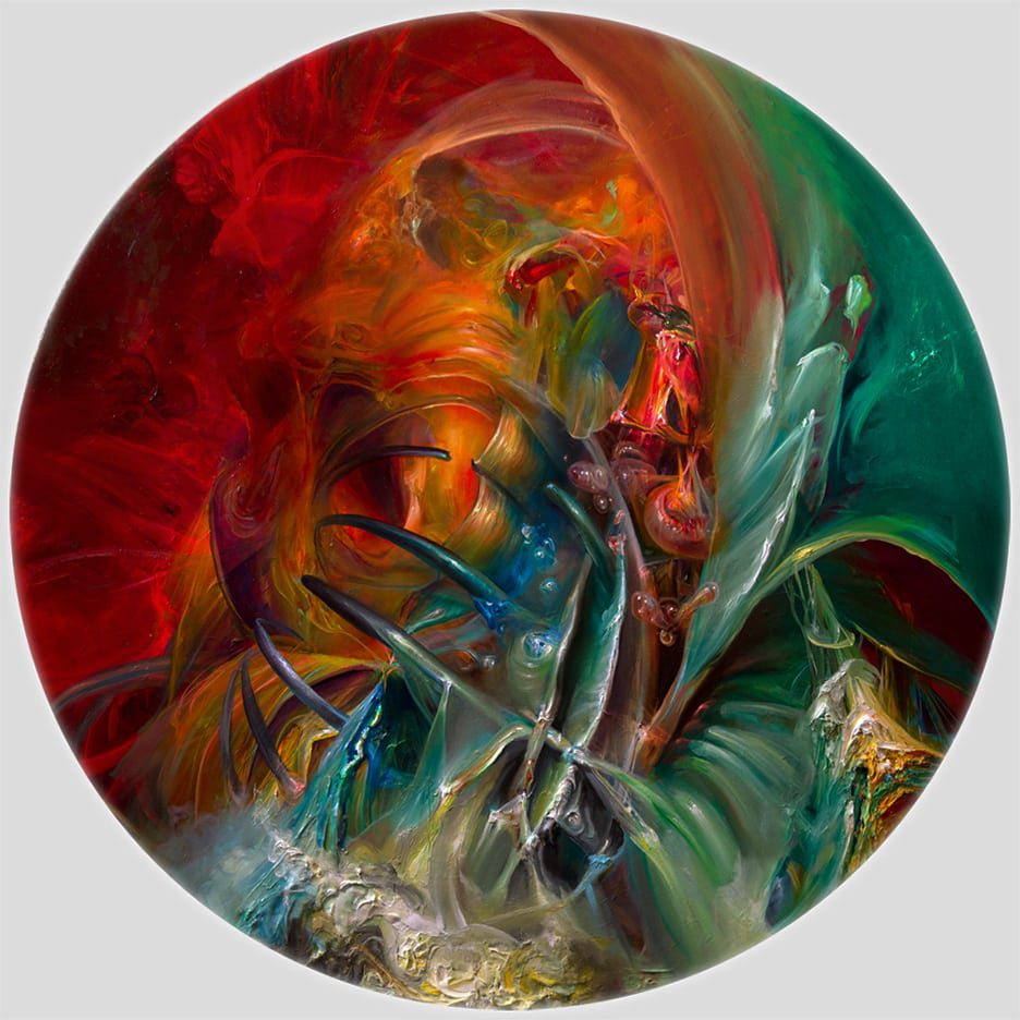  CT Nelson, Bloom , 2016, oil on canvas, 5 ft diameter 